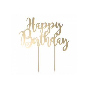 Cake Topper Happy Birthday Gold